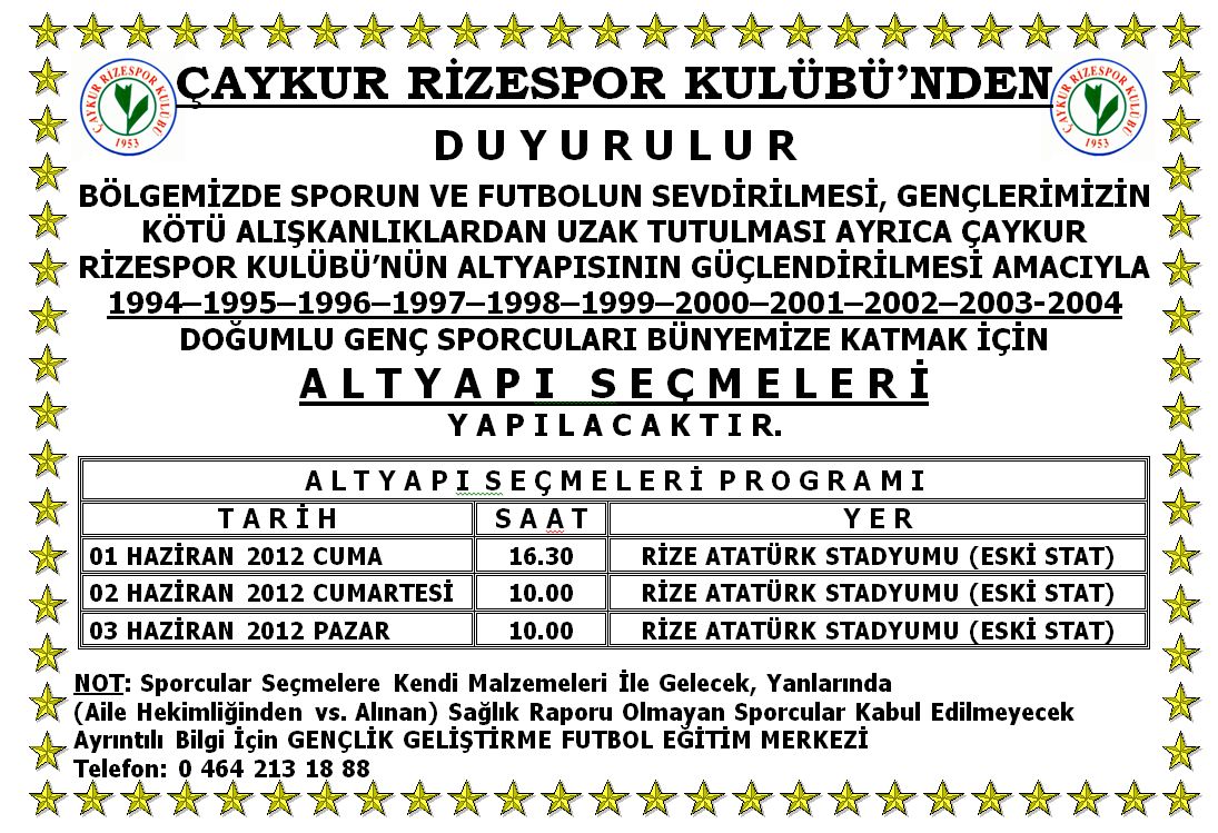 ALTYAPI SEÇMELERİ