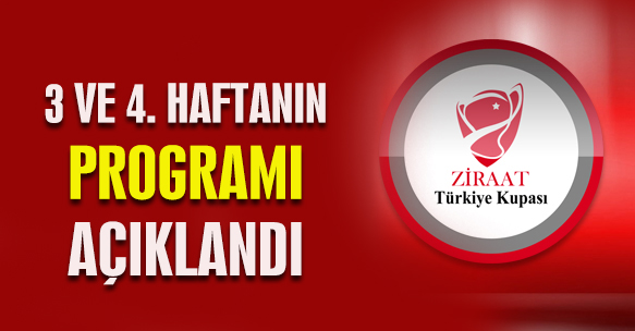 Ziraat Türkiye Kupası 3 ve 4. hafta programı
